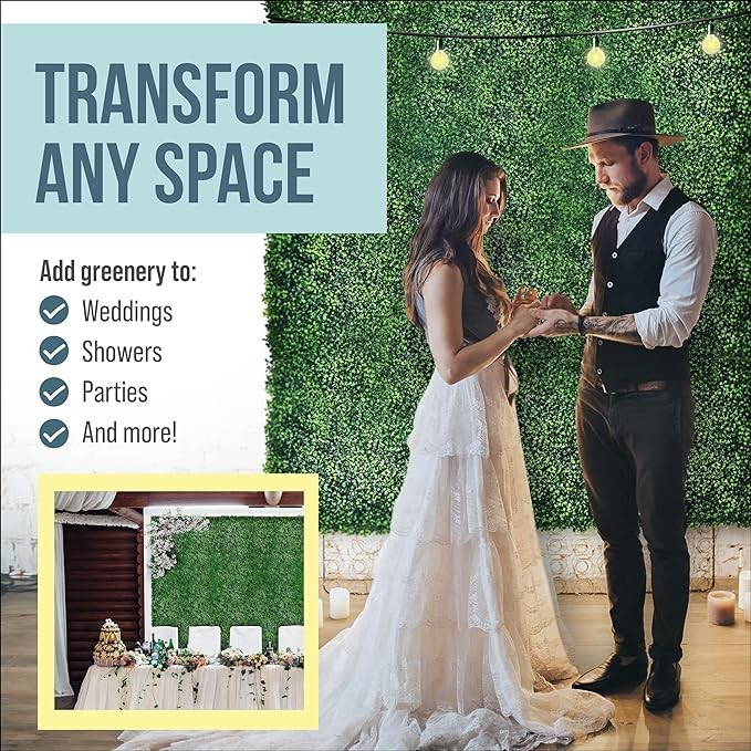 CREATIVE SPACE Grass Wall Panels Artificial Plants Wedding Backdrop 12-Pack