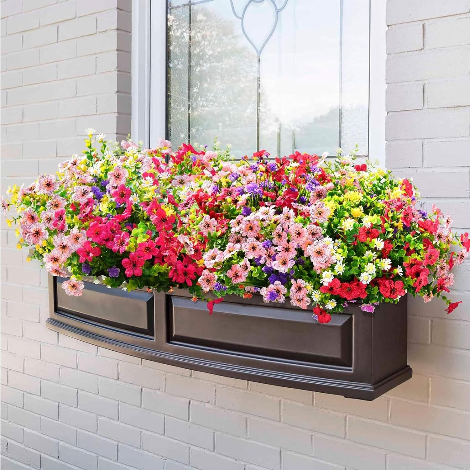 Artificial Outdoor Flowers 12 Bundles UV Resistant Porch Garden Decor