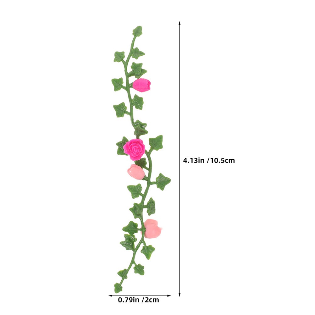 10Pcs Durable Artificial Mini Rose Flower Vine for Dollhouse and Fairy Garden