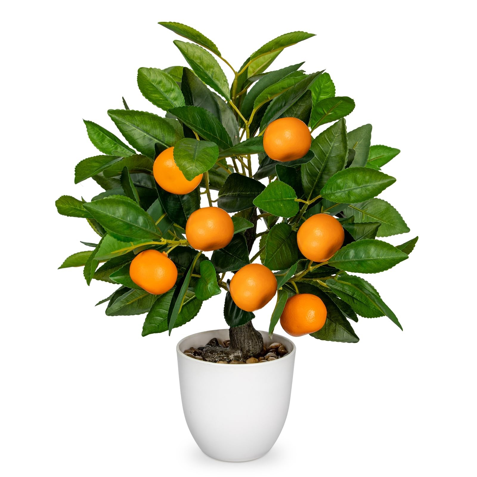 16.1 inches Artificial Potted Fake Orange Tree with White Pot for Home Office