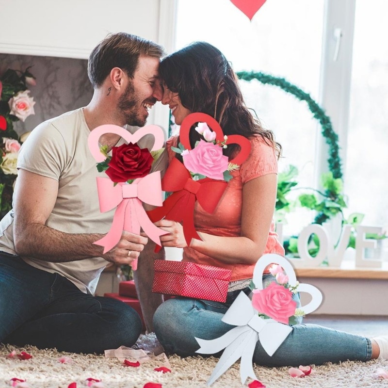 Romance Bowknot Design DIY Flower Bouquet Packaging Box for Valentines Gift