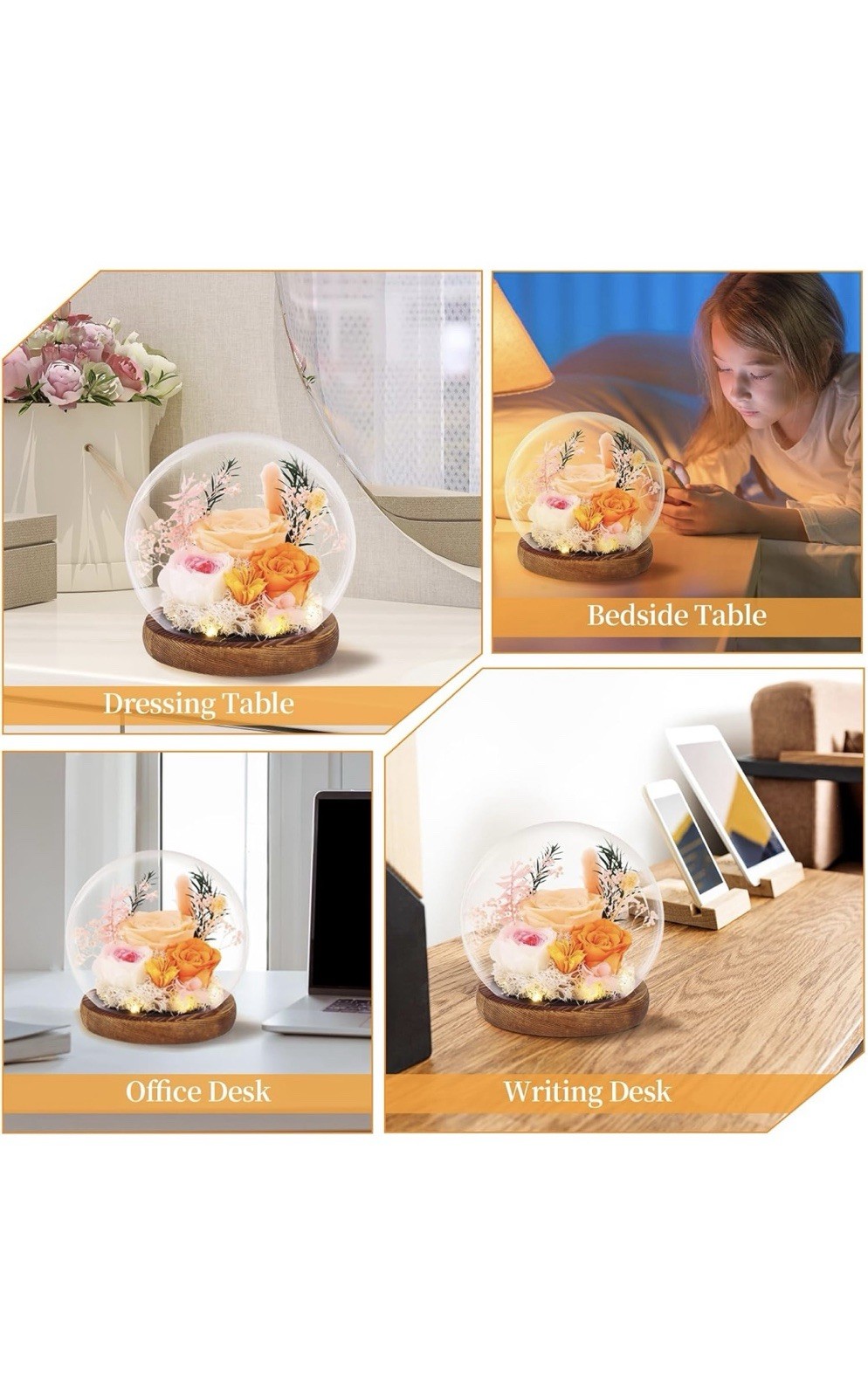 Preserved Roses Real Flowers in Glass Gifts for Women,Mom,Girlfriend,Grandma,…