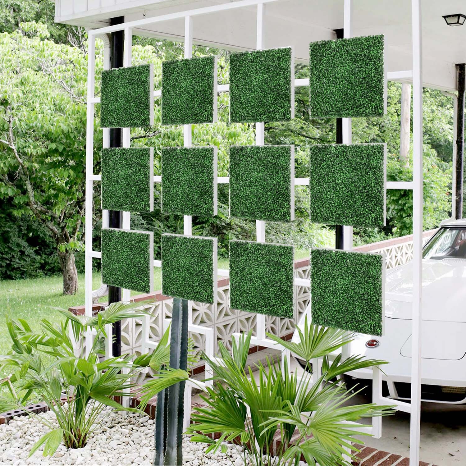 20in Artificial Faux Boxwood Plant Leaf Fence Panel Wall Home Decor Grass Mat