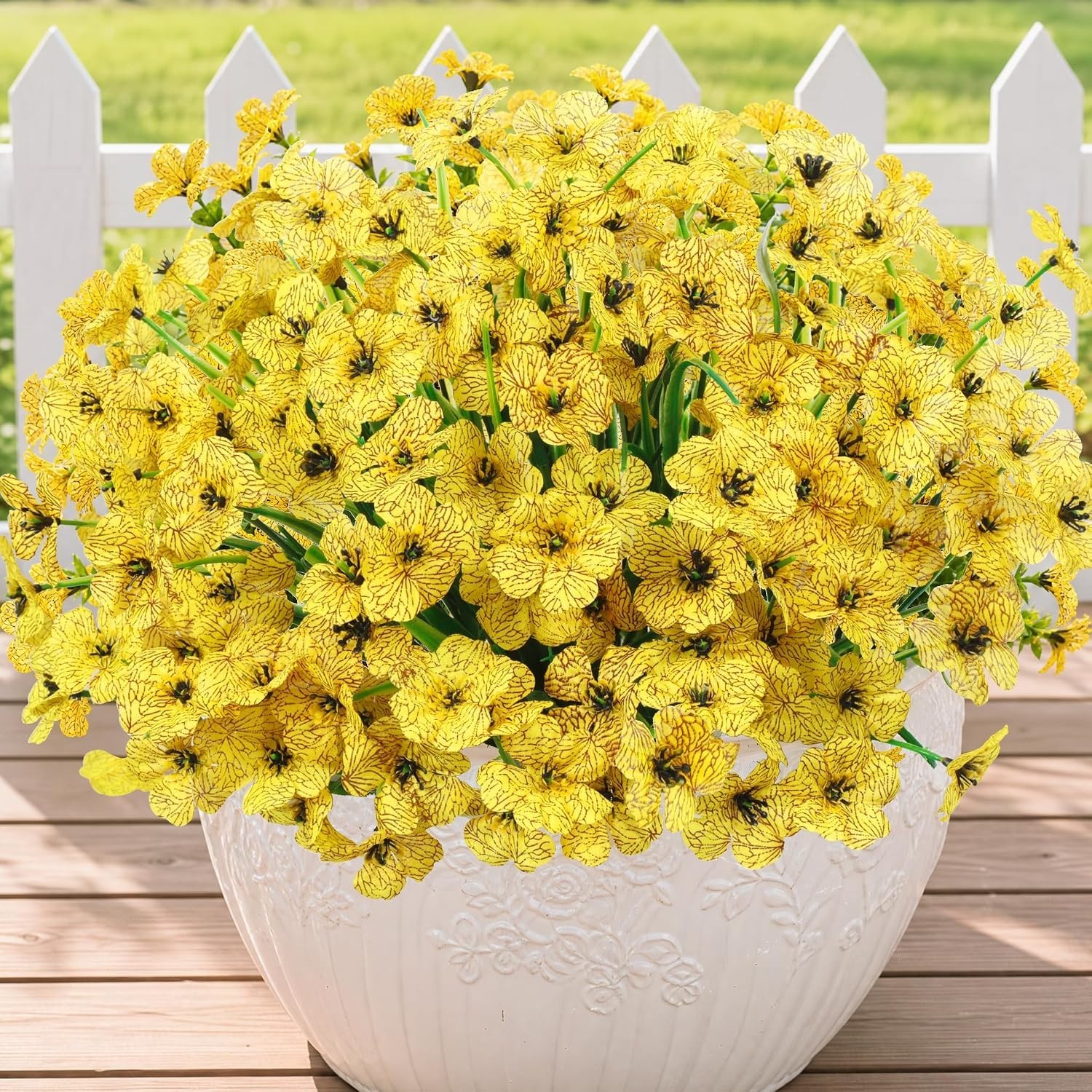 24 Bundles Artificial Flowers for Outdoors UV Resistant Silk Fake Flowers Faux