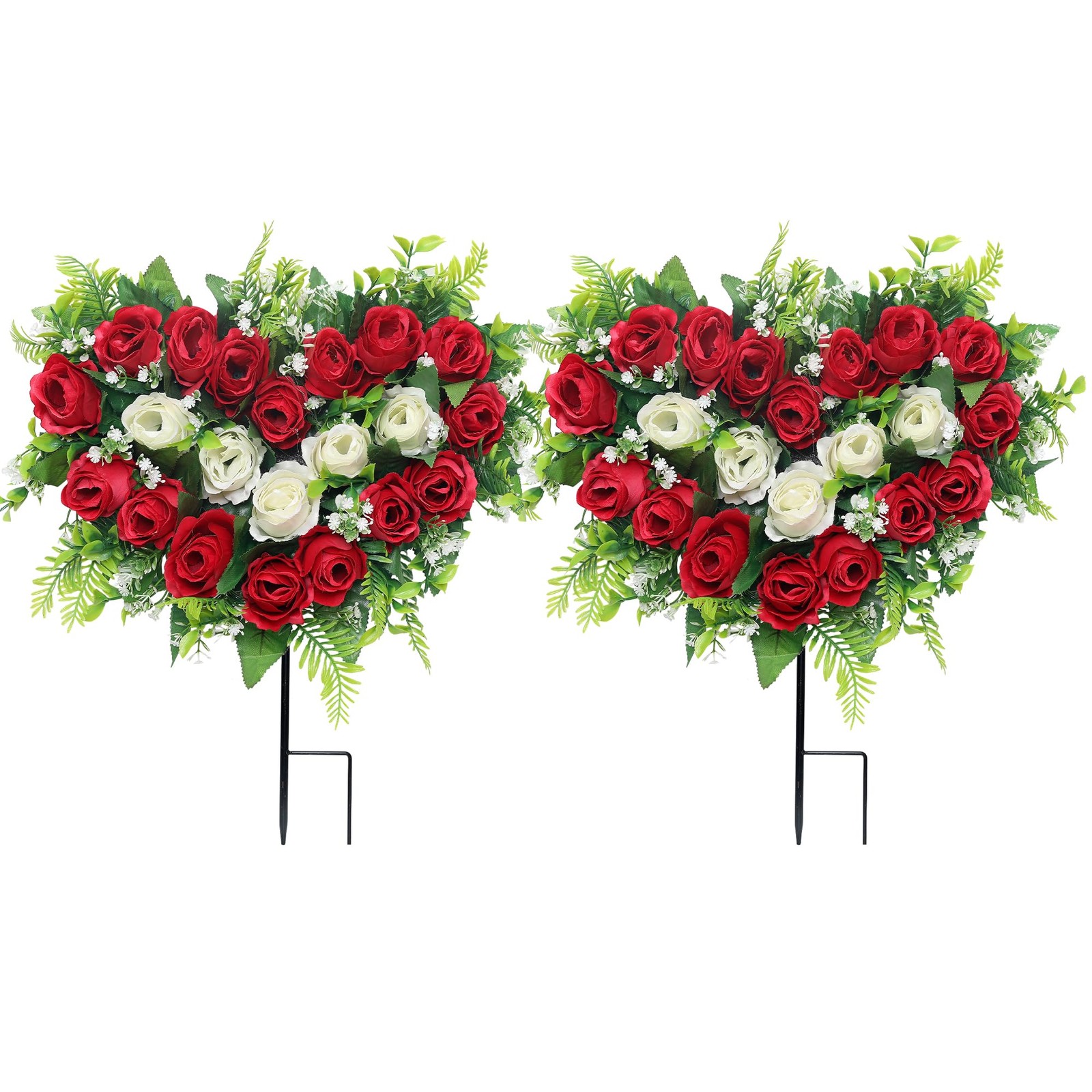 Lodou 2 Sets Artificial Cemetery Flowers, Grave Memorial Flowers with Ground …