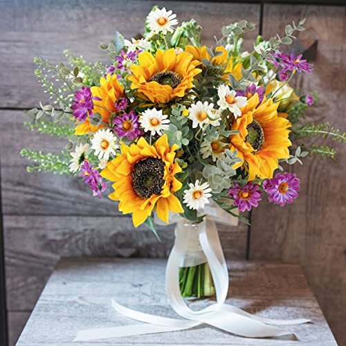Artificial Sunflowers Bouquet Fake Flower Bouquet with Sunflowers for Bridal