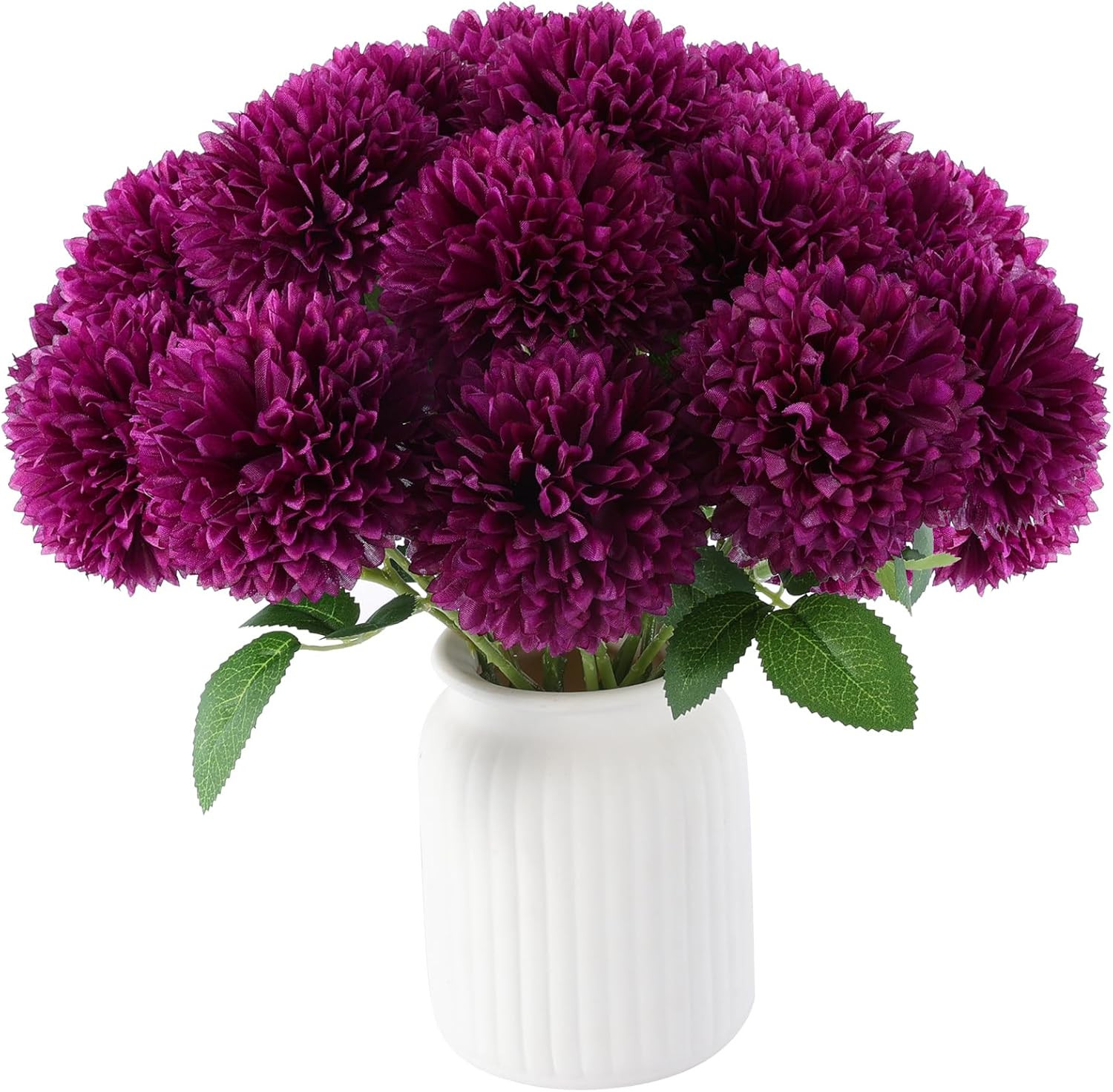 12 Pcs Artificial Chrysanthemums Flowers Patriotic Flowers Decor, 4Th of July Fa