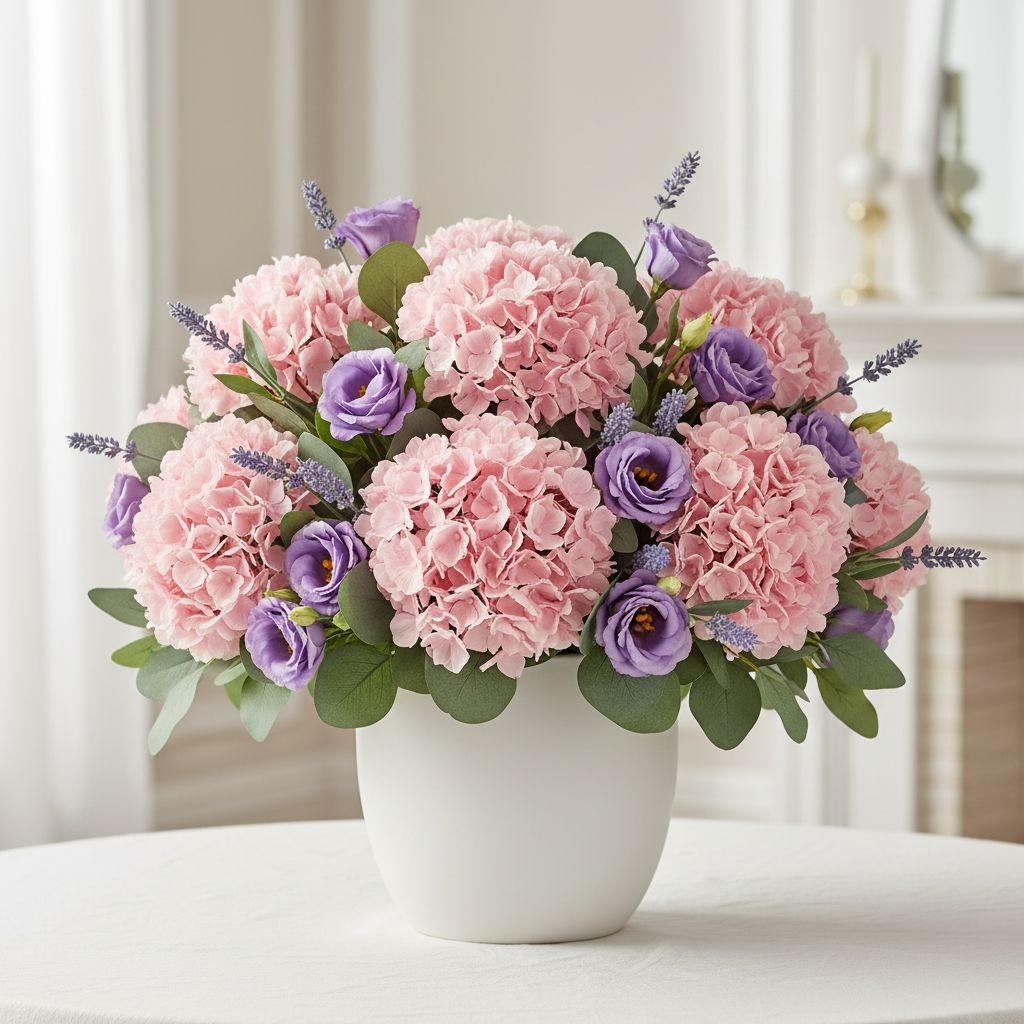 Blush Pink Hydrangea Stem Faux Flower 16 Inch Artificial Hydrangea Bloom 6 Inch