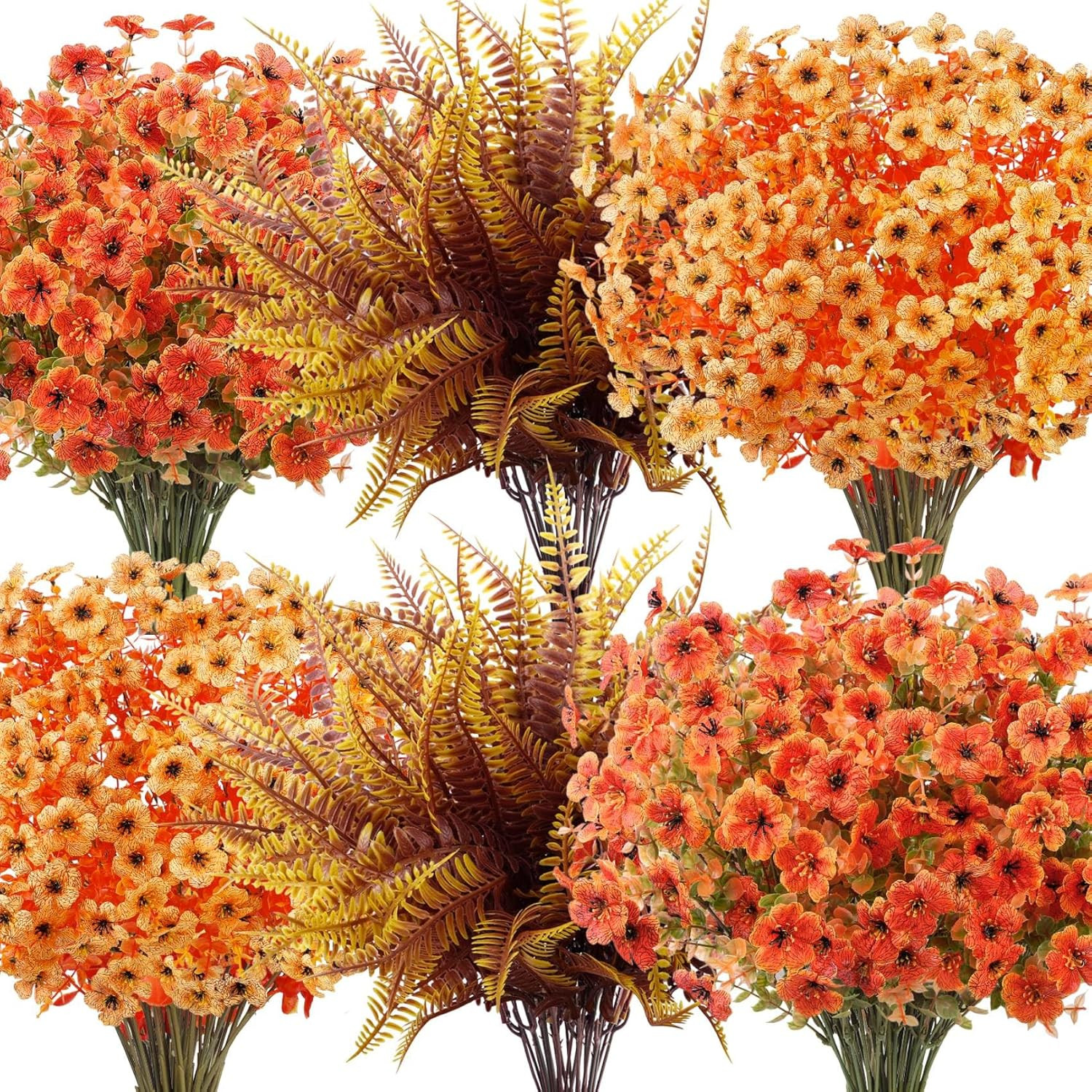 20 Bundles Artificial Fall Flowers for Outdoors Decoration, Fake Mums Silk Daisy