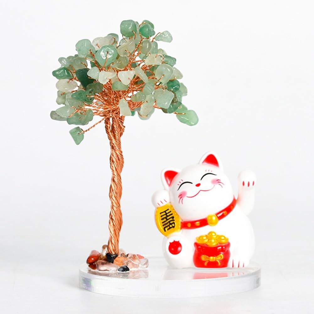 Lucky Cat, Crystal Tree Healing Stones, Solar Power Weaving Arm, Yoga Meditat…