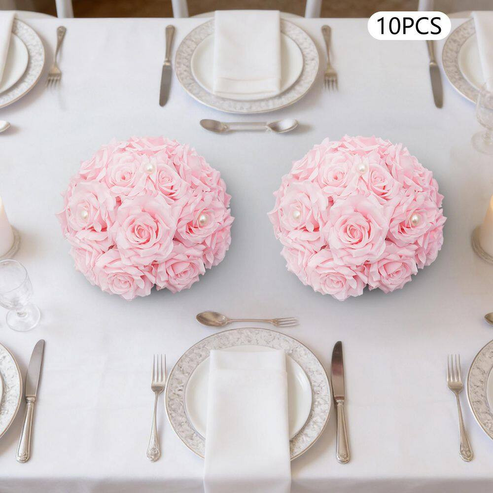 9.4 In. Pink Indoor/Outdoor Artificial Rose Flower Wedding Banquet Artificial Fl