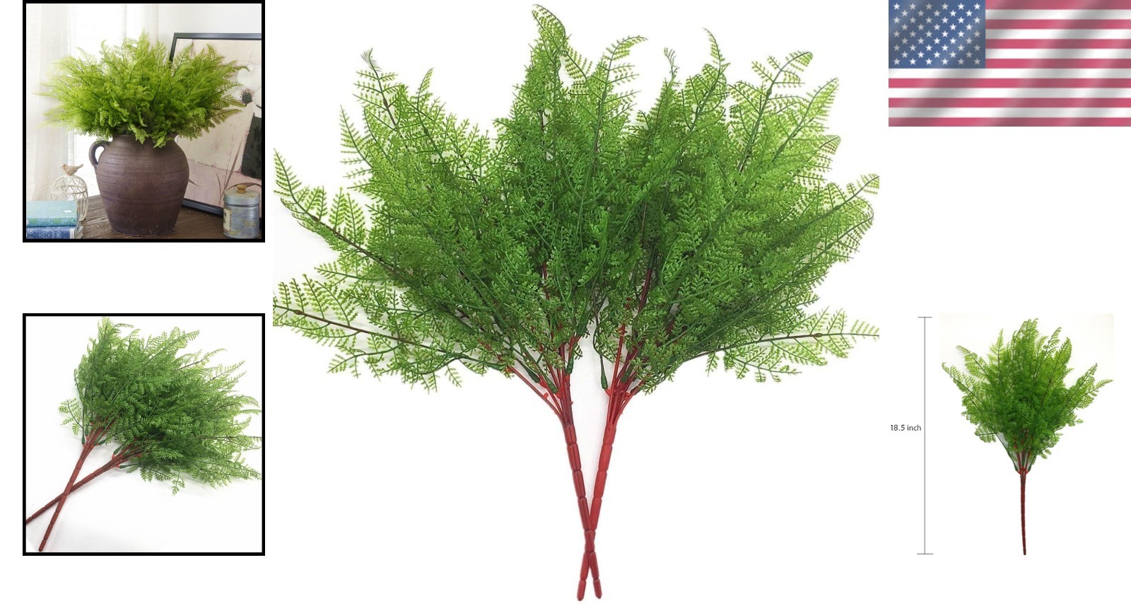 Stylish Faux Fern Shrubs in 18.5″ Height – Perfect for Indoor/Outdoor Decor