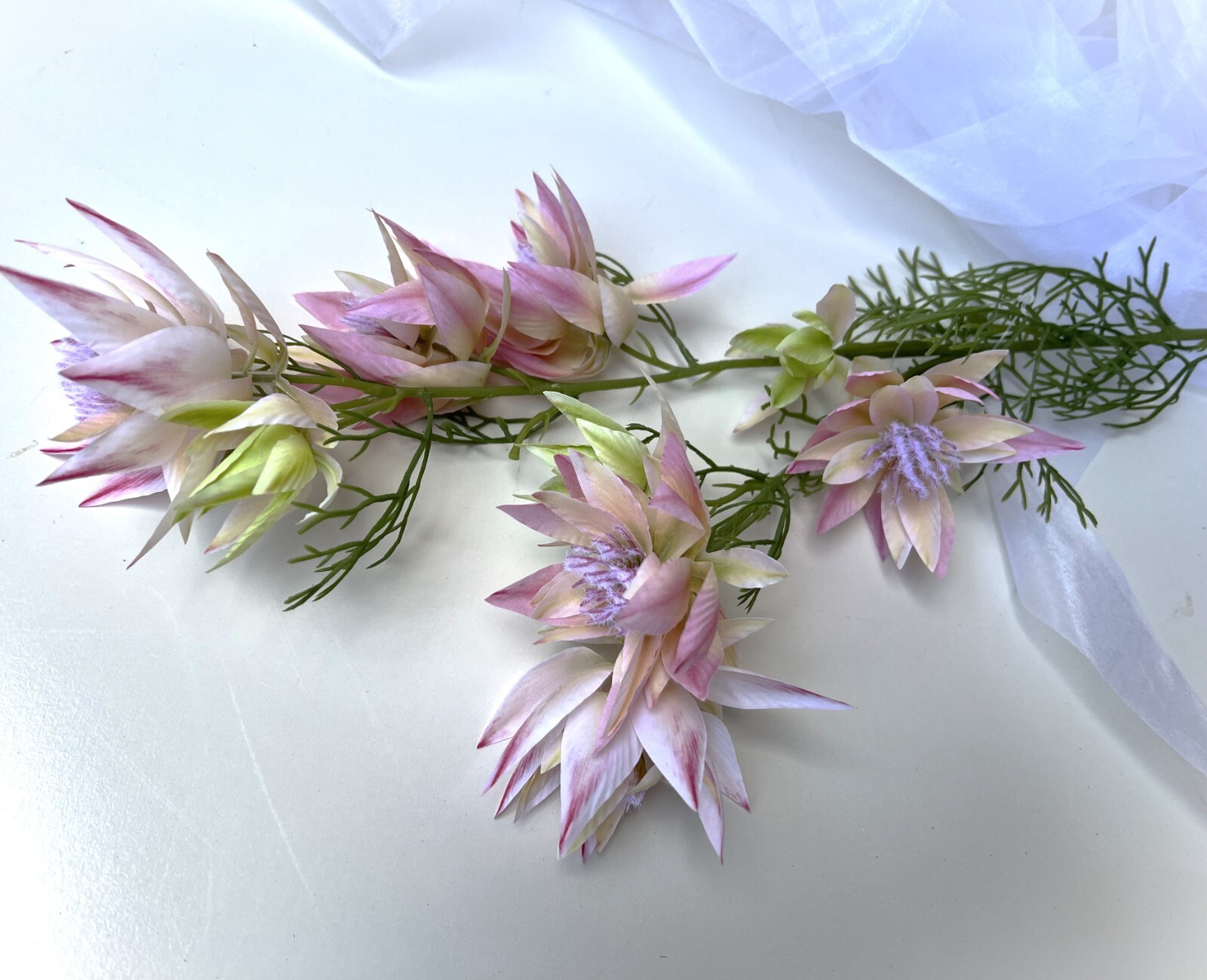 Australian Native Flowers Blushing Bride Flower Stem Pink Cream Faux Silk Stems