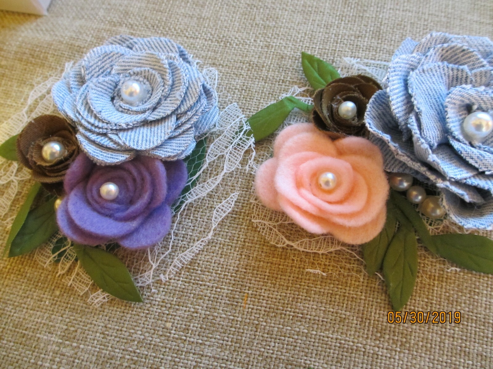 Purple Baby Flower Rustic Denim Rose Headband Flowers,Rustic Denim Rose Headband