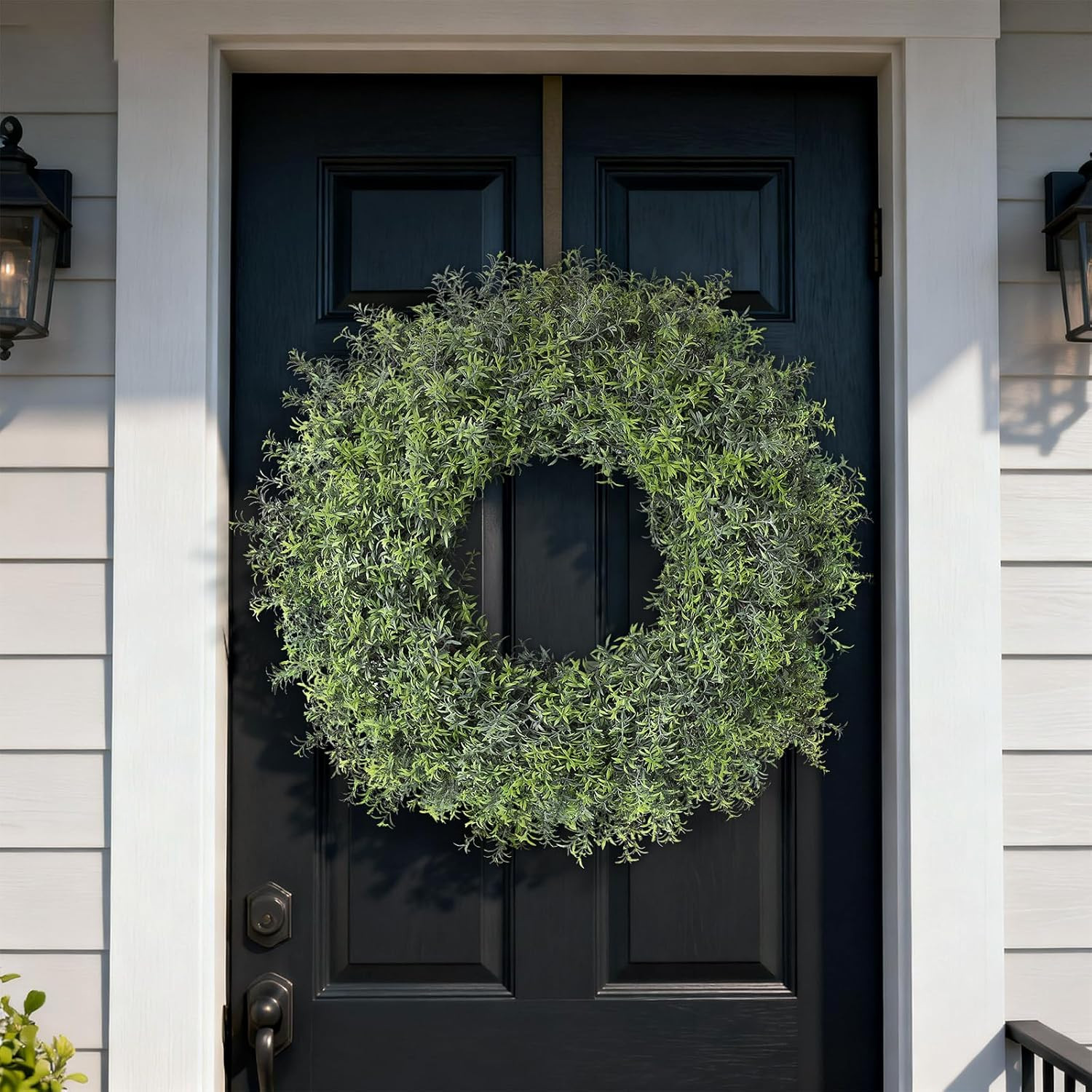 26″ Large Artificial Rosemary Wreath for Front Door – UV Resistant Realistic Ros