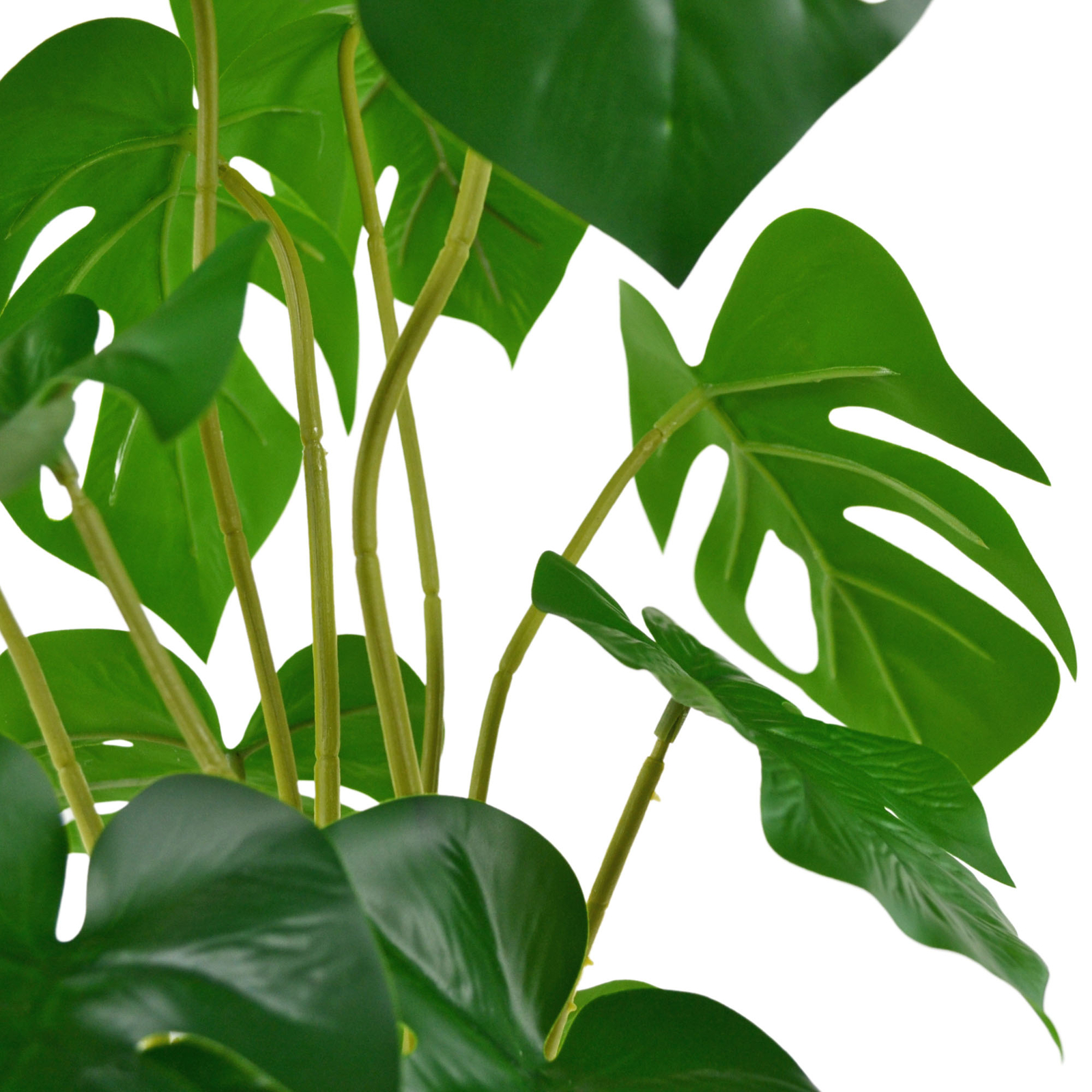 Real Touch 17.5 inch Artificial Plant Monstera Leaves in Glass Vase and LED Base