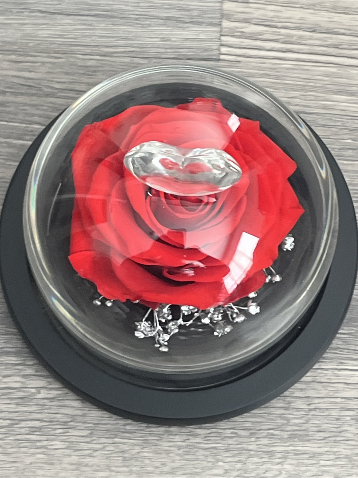 Rose Glass Dome Decorative 4,5 Inches Tall