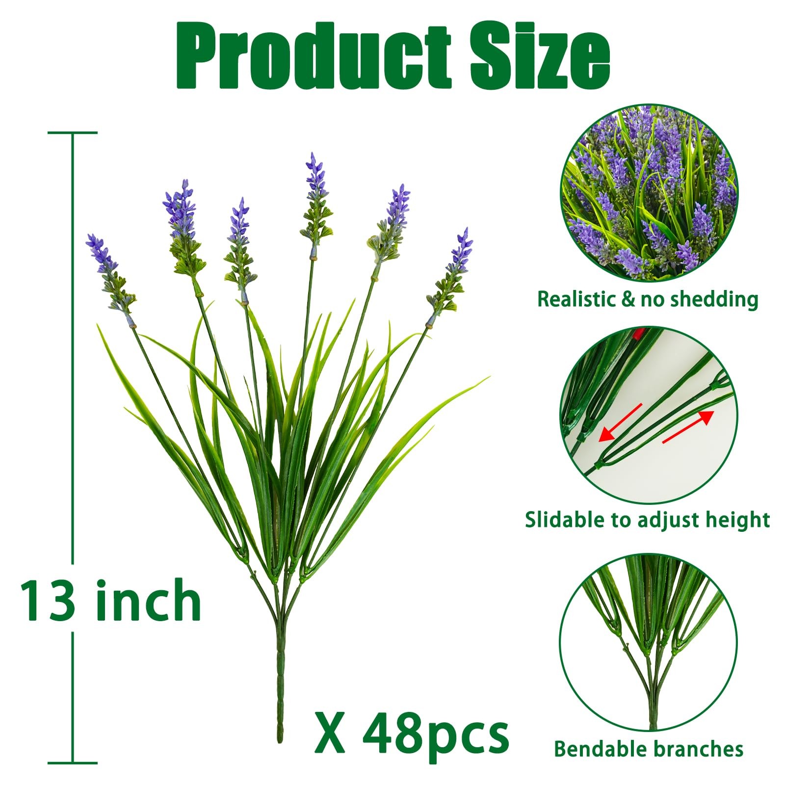 48 Bundles Artificial Grass Fake Plants, Outdoor Fake Monkey Grass Greenery U…