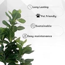 39.4-Inches Artificial Fiddle Leaf Fig Tree in Pot for Indoor Outdoor Home