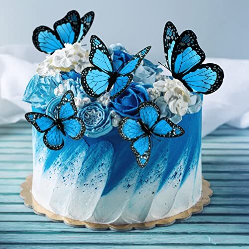 Monarch Butterfly Decoration 3 Size Fake Butterflies Realistic 48 Blue