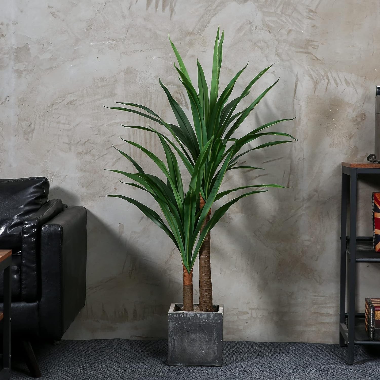 Dracaena Indoor Plant 4ft Tall Faux Plants Large Fake Potted Yucca Tree Tropical
