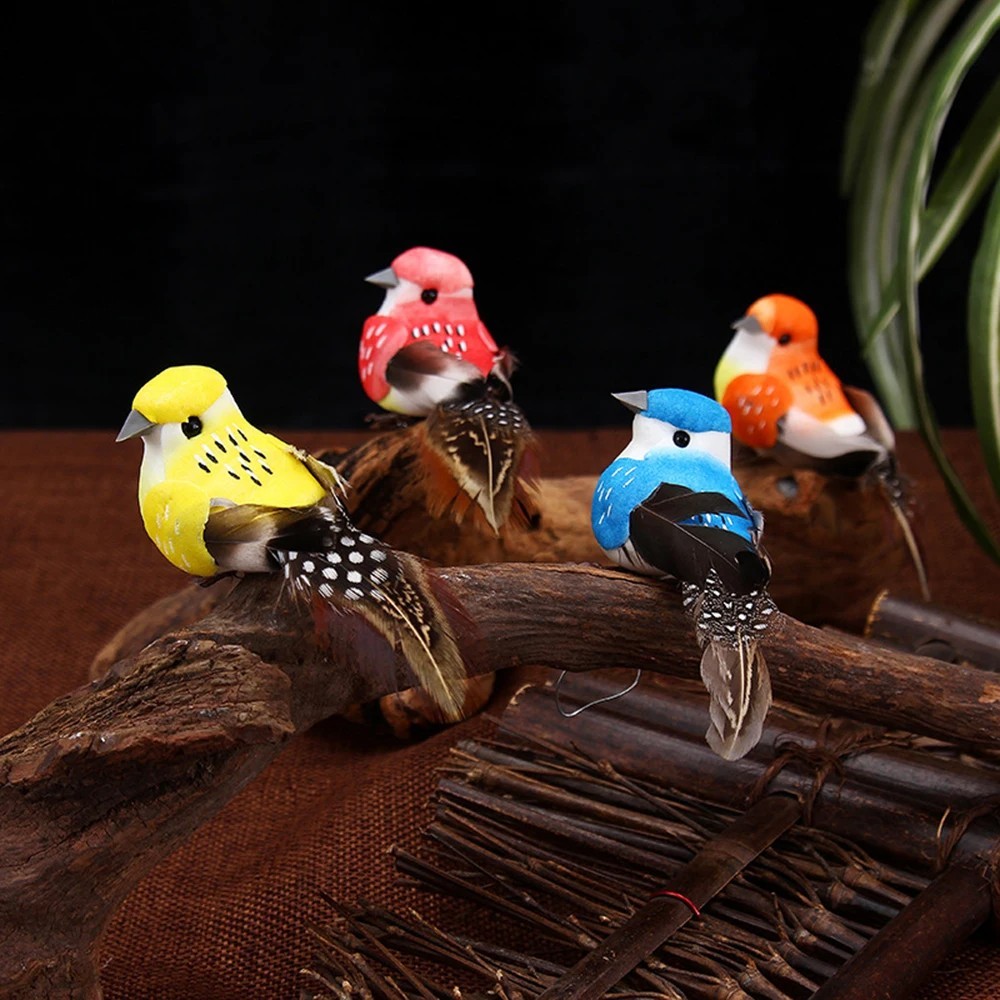 6x Colorful Realistic Foam Artificial Birds Faux Birds Fake Birds Clip on Birds