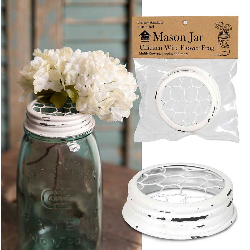 Colonial Tin Works Mason Jar Lid Flower Frog Brown Wedding Garden Home Decor CTW