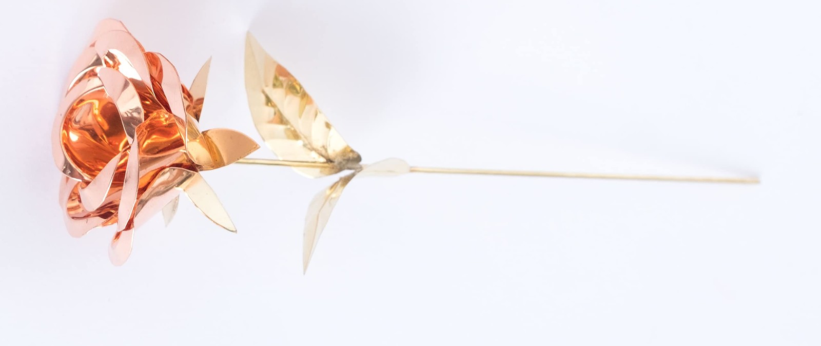 6.5 Inch Golden Metal Rose Flower, Hand Forged Copper Rose Sculpture, Wedding…