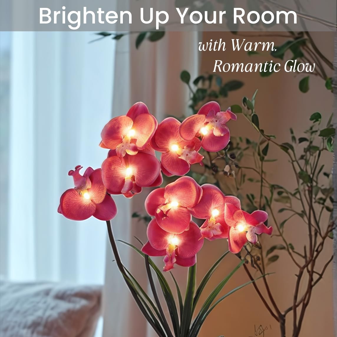 Orchid Lamp-LED Lighted Orchid Arrangements,Pre Lit Artificial Orchid,Light U…