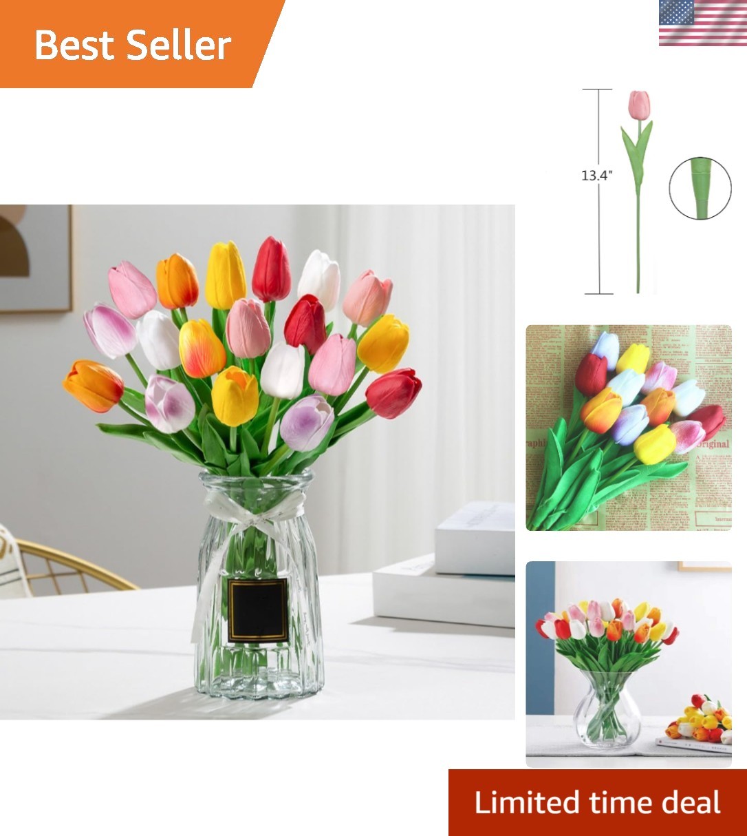 Dust Resistant Realistic 12 Pcs Artificial Tulips – Timeless Home Arrangement