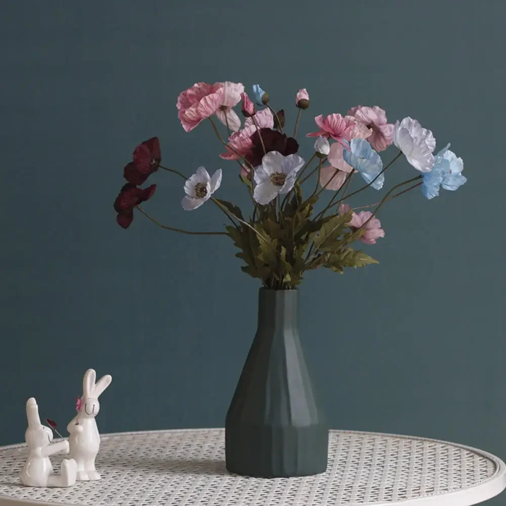 Artificial Flowers Fake Poppy Silk Flowers Long Stem Housewarming Garden