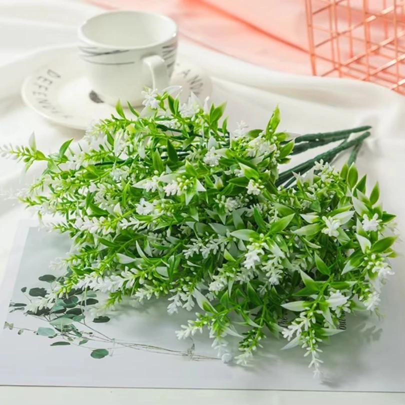 Bundles Artificial Flowers Plastic Plants Fake Outdoor Faux UV Resistant Decor