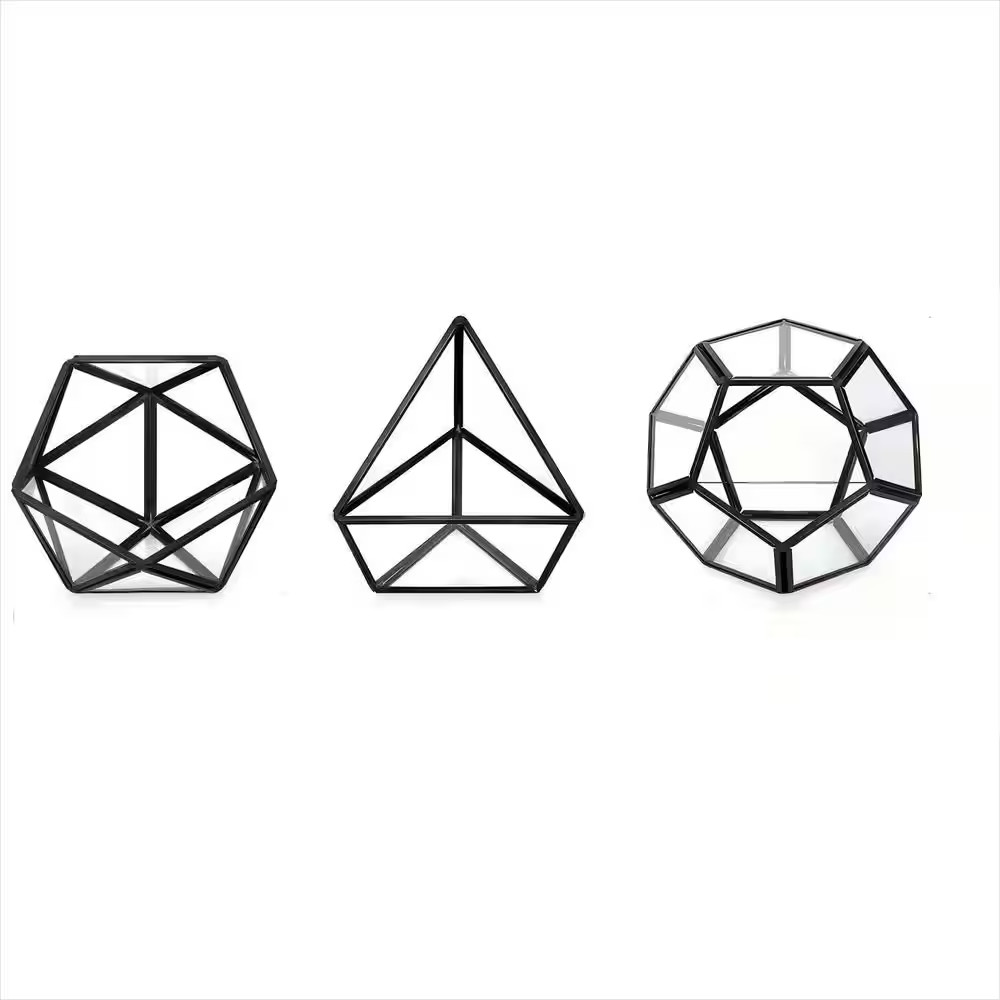 3-Pack 4 In. Mini Glass Tabletop Geometric Container, Modern Desktop Flower Pot