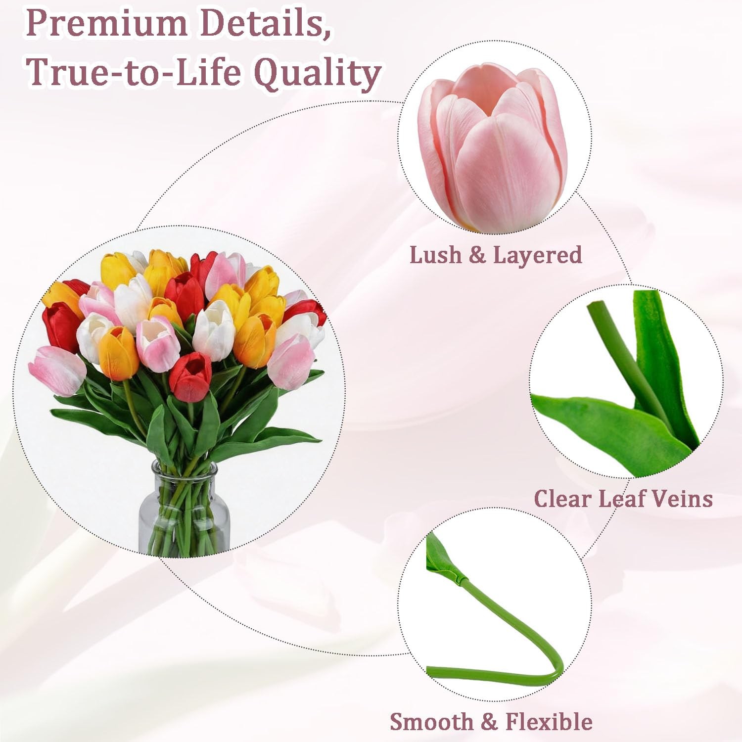 12 Pcs Red Tulips Artificial Flowers Real Touch Realistic Fake Flowers for In…