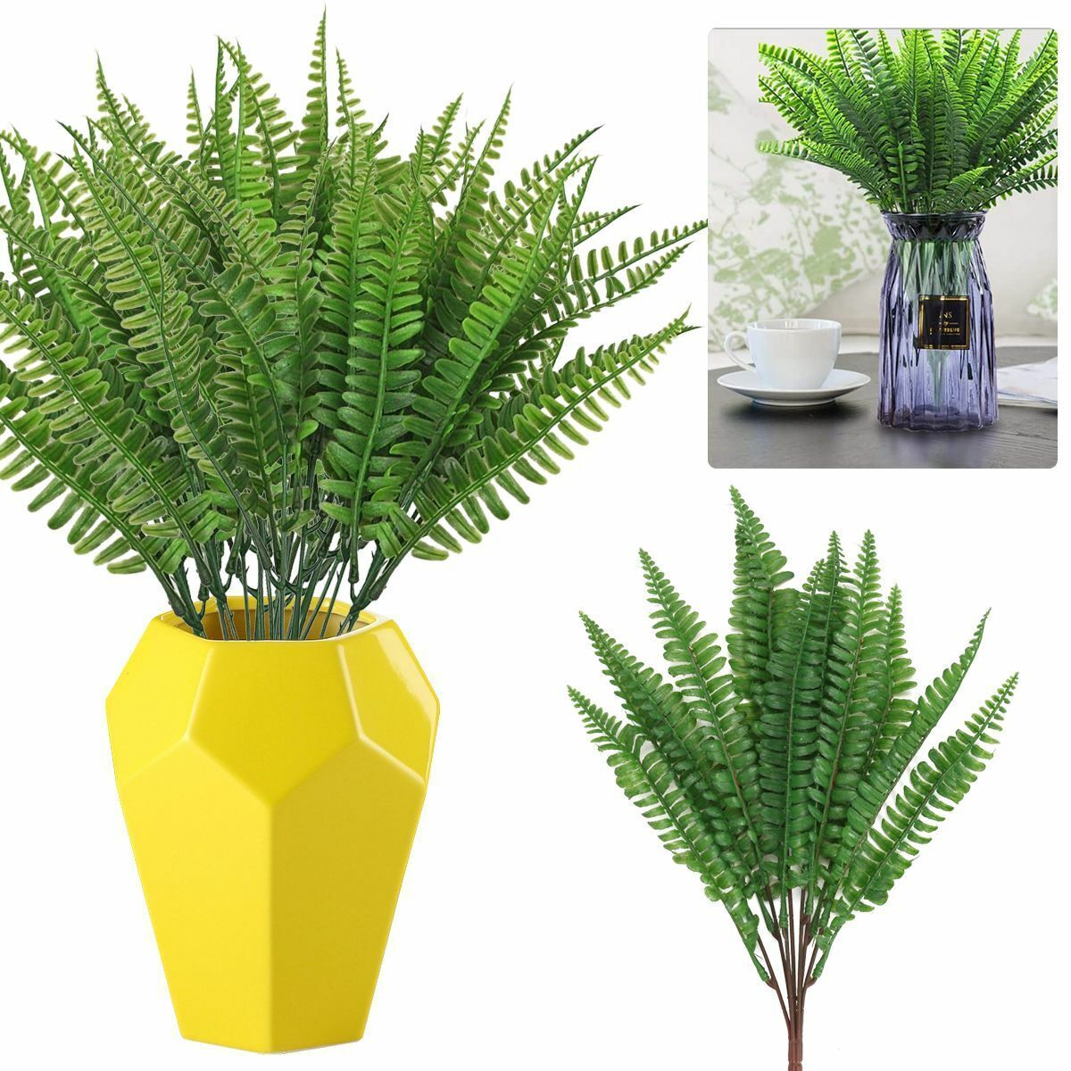 1-10pack Artificial Fake Boston Fern Plant Bushes Artificial Ferns Outdoor Decor