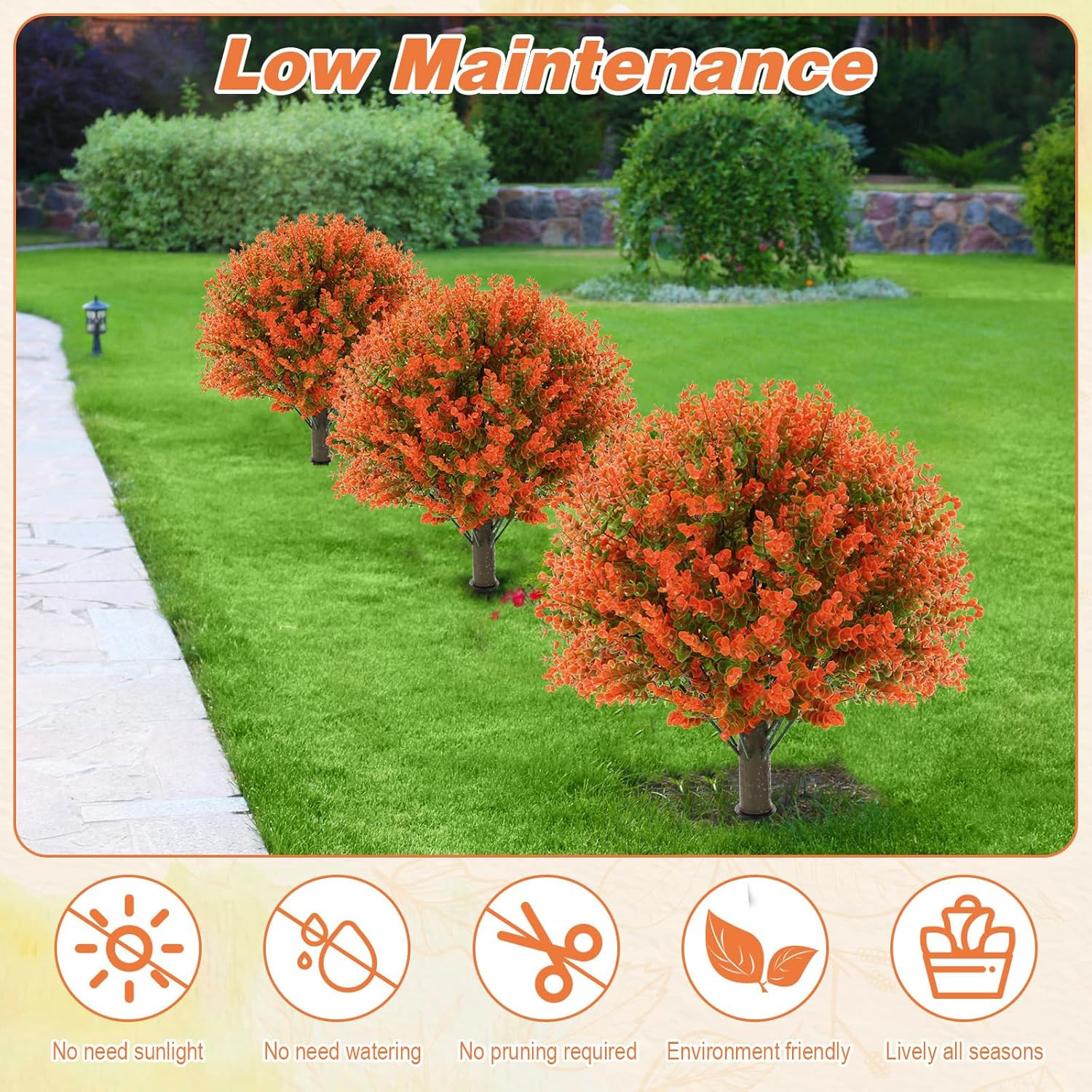 4 Pcs 18 Fall Artificial Boxwood Ball Topiary Tree UV Resistant Faux Bush for Ya