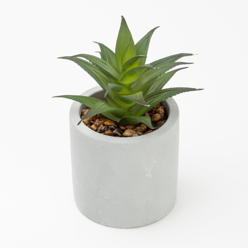 3 Piece Faux Succulent Set Artificial Plants Gray Ceramic Planters Indoor Decor