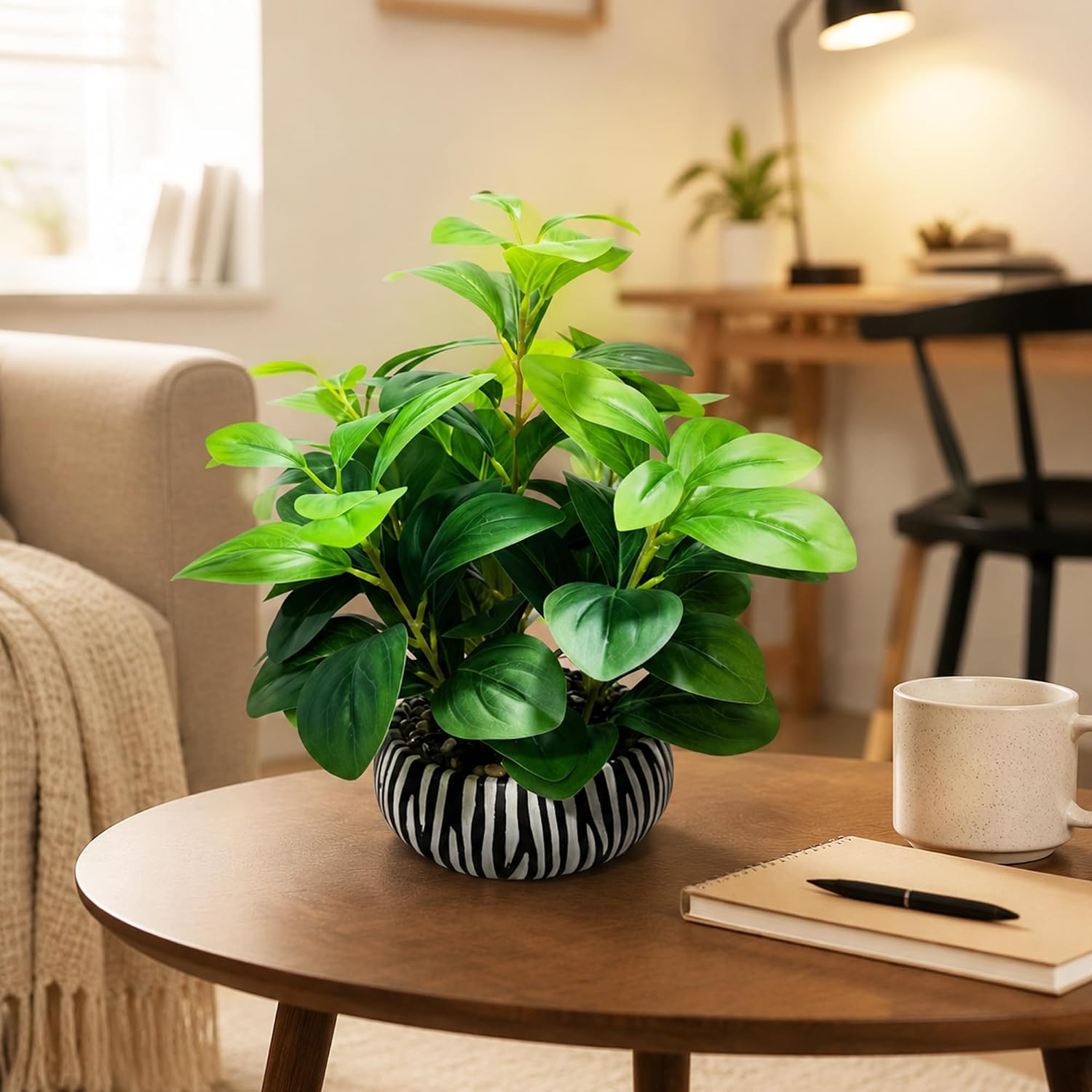 Realistic Faux Potted Plant for Home Office & Living Room Decor, Low-Maintenance