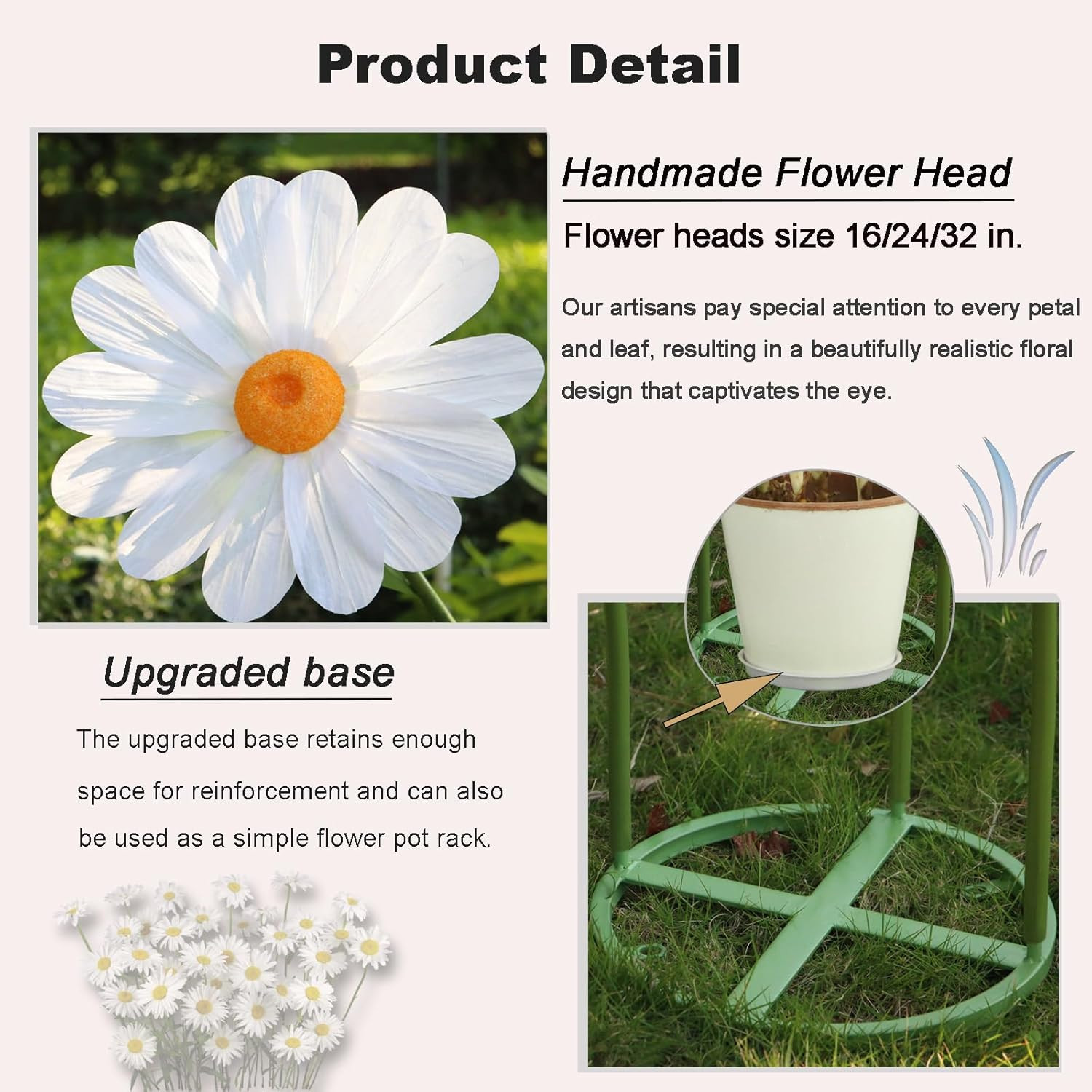Giant White Paper Daisy Flowers 5.9 Ft for Party, Wedding, Home Decor