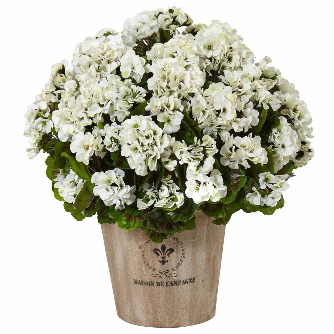 22” Artificial Geranium in Farmhouse Planter UV Resistant (Indoor/Outdoor)