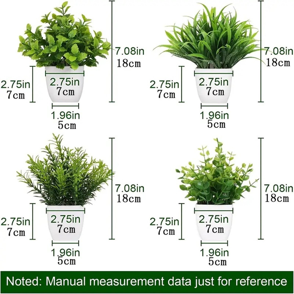 4 Pack Fake Plants Mini Artificial Greenery Potted Plants for Home Office Decor