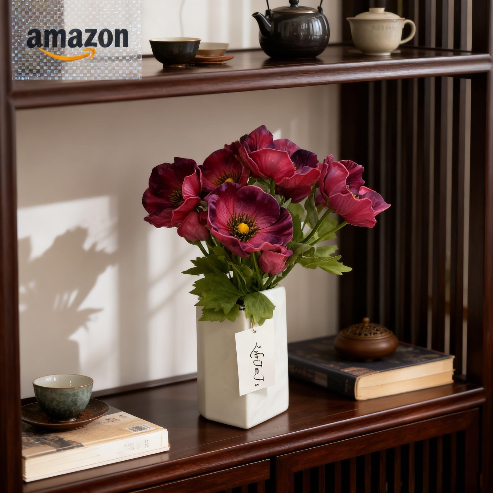 5Pcs Artifical Real Touch PU Anemone Flower Bouquet Room Home Decor (Purple)