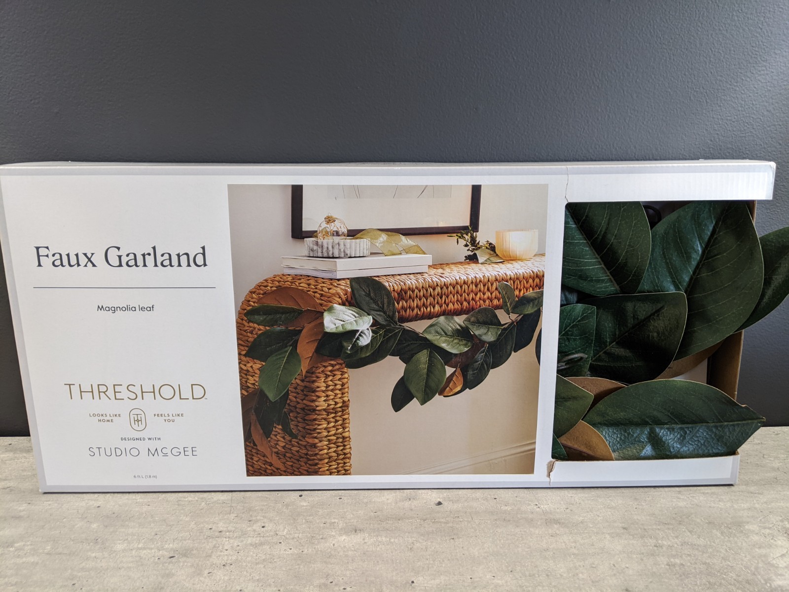 Threshold Studio Faux Garland MAGNOIA LEAF 6 Feet Decor Target NEW IN BOX