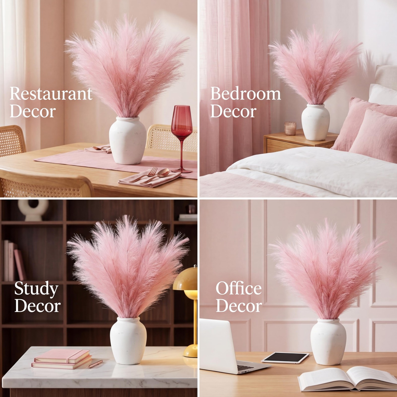 72 Pcs Pink Pampas Grass Decor for Wedding Bridal Shower DIY 21.7 Inches Faux…