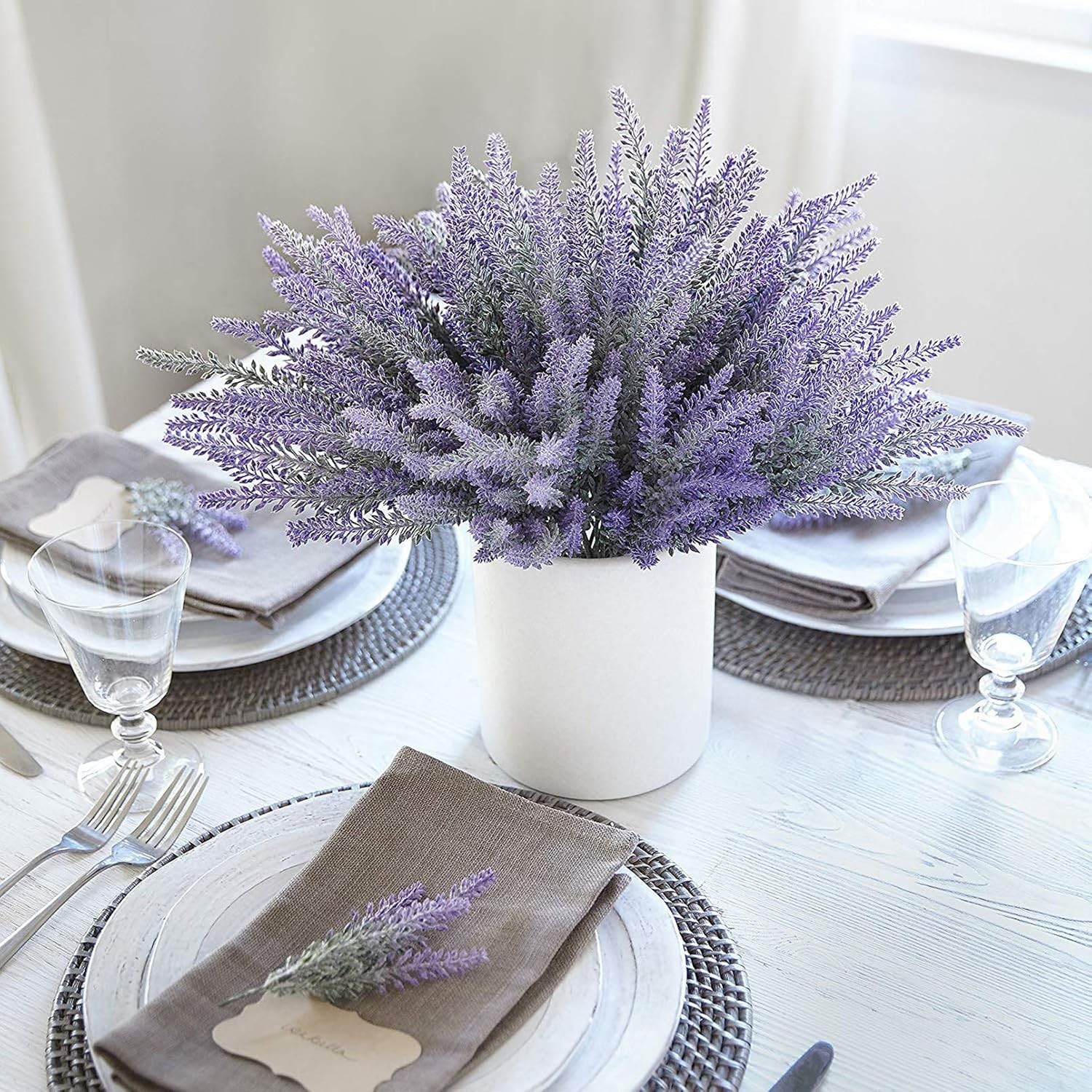 10PCS Purple Artificial Lavender Flowers Faux Plants for Indoor & Outdoor Decor