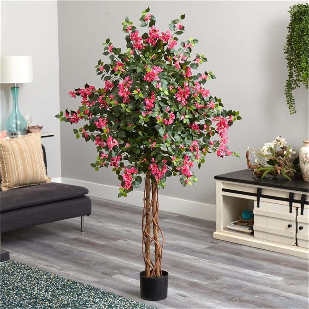 Pemberly Row 66″ Bougainvillea Artificial Tree in Pink/Black