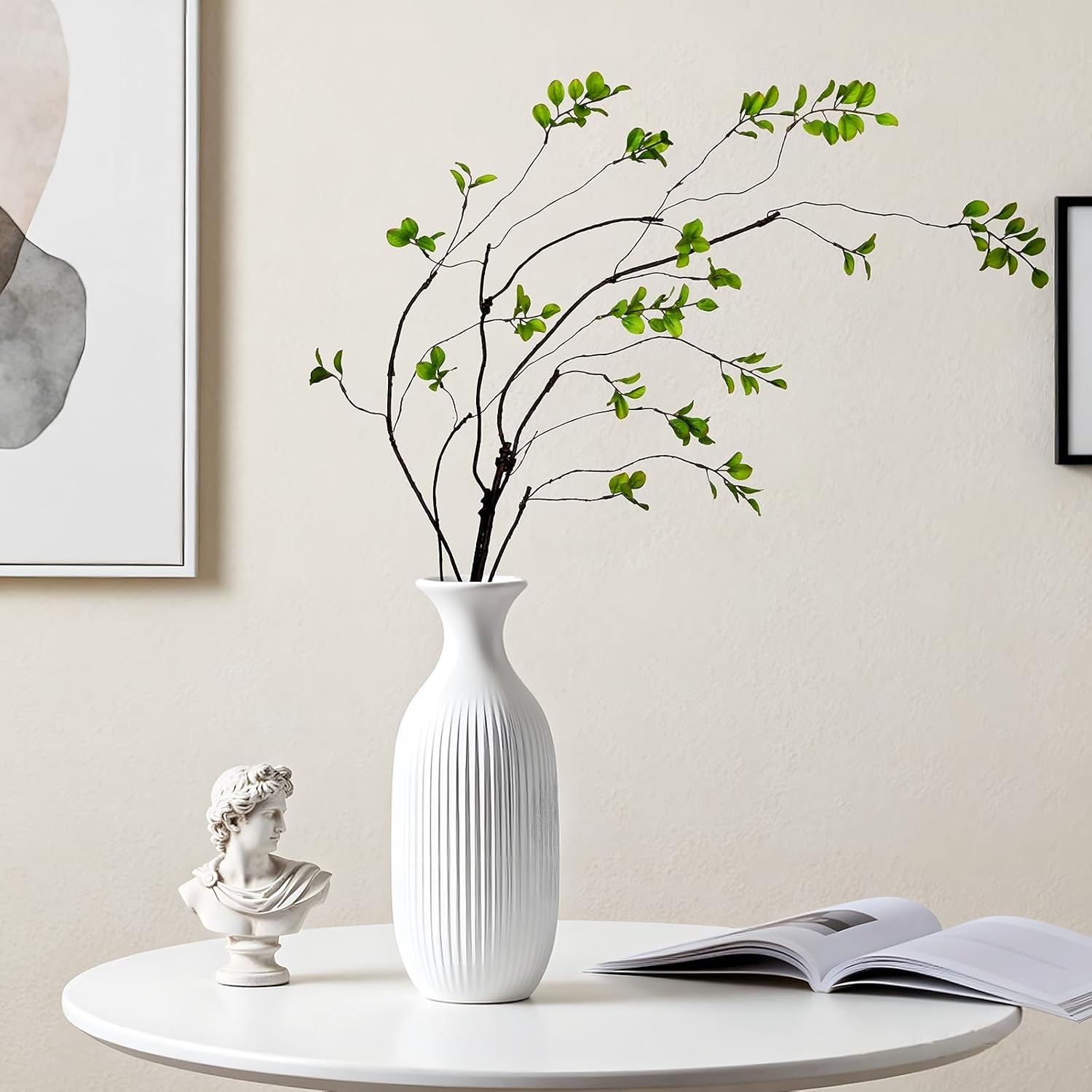 4PCS Artificial Ficus Branches for Vase, Faux Greenery Stems for Vase Filler,