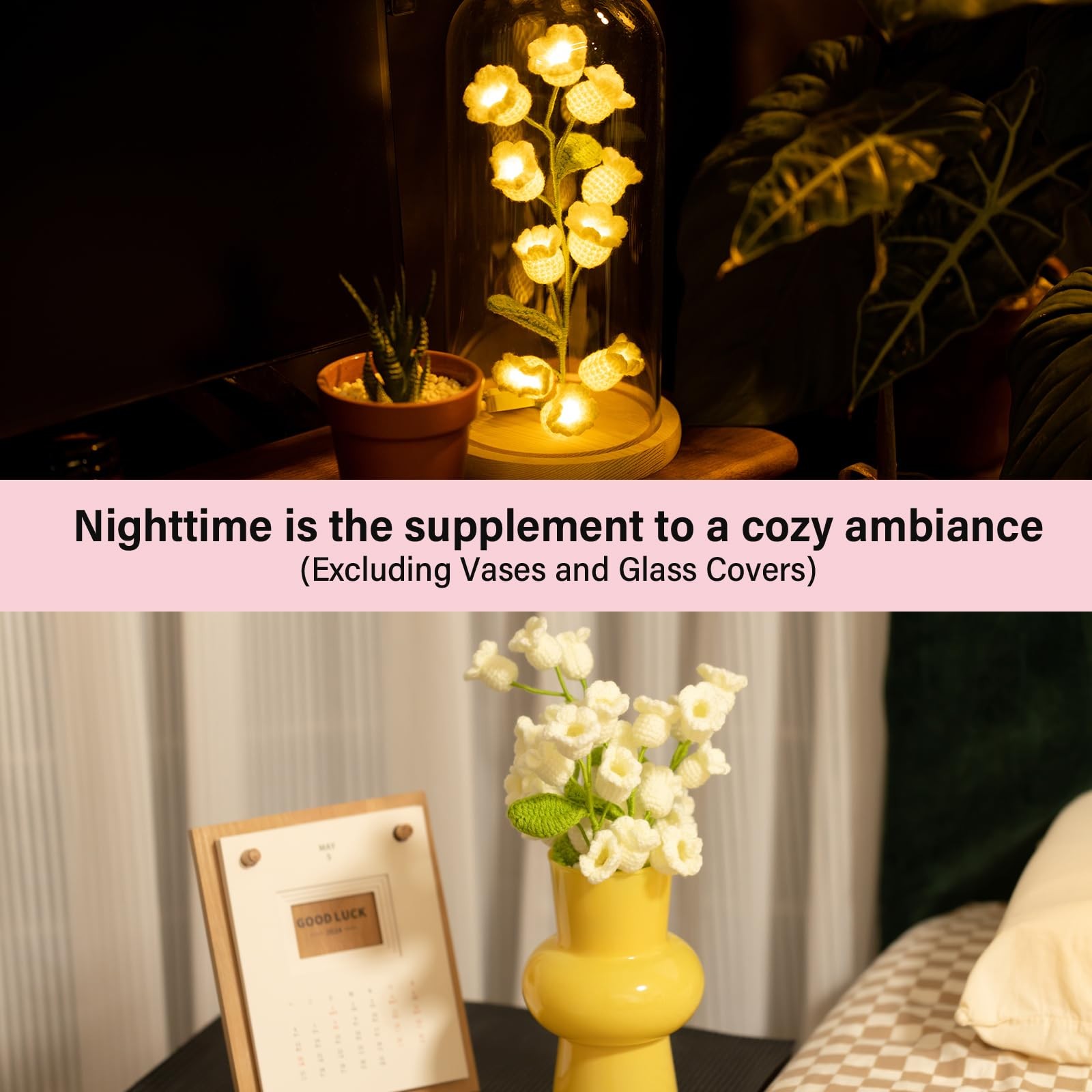 Lily of The Valley Lamp Crochet Flowers Bouquet Cute Night Light for Mother’s…