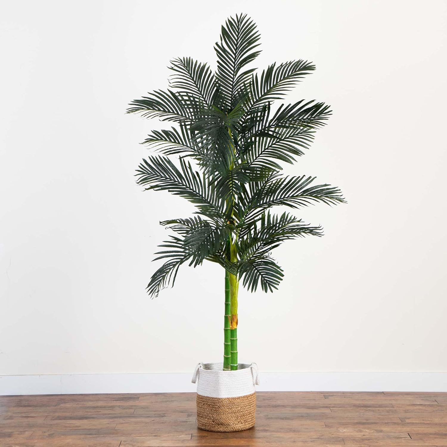 8Ft Golden Cane Artificial Palm Tree with Handmade Cotton Planter