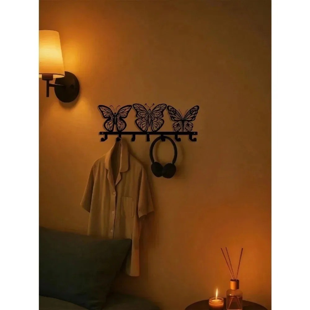 Butterfly 7-Hook Aluminum Key Holder – Entryway Wall Decor Organizer